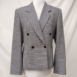 PARIS Hand Tailored Black and White Houndstooth Jacket - S